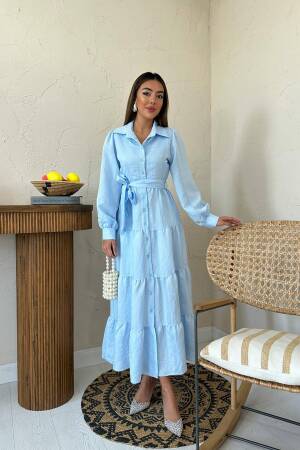 Modest Elegant Shirt Dress With Notched Neck