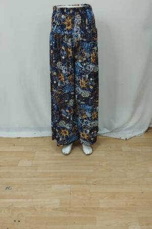 Blue Boho Wide Leg Palazzo Pants