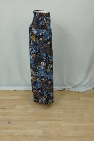 Blue Boho Wide Leg Palazzo Pants