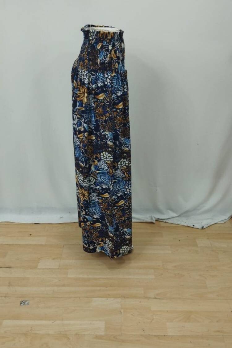 Blue Boho Wide Leg Palazzo Pants