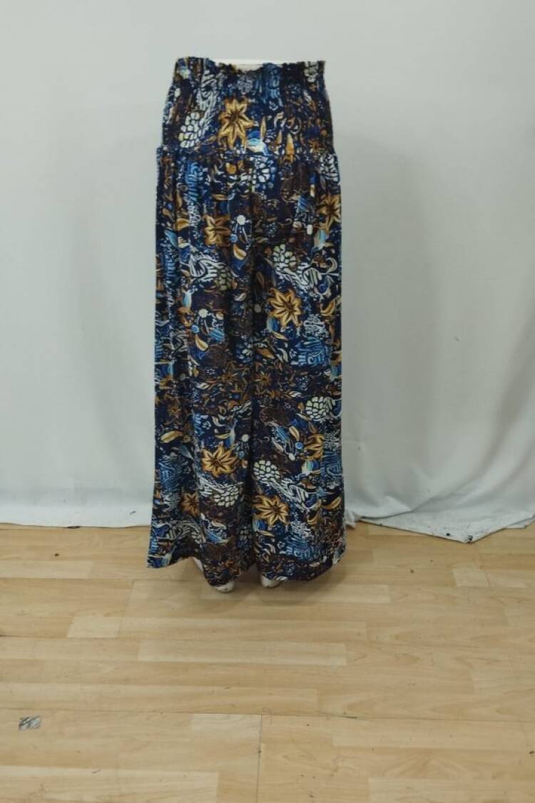Blue Boho Wide Leg Palazzo Pants