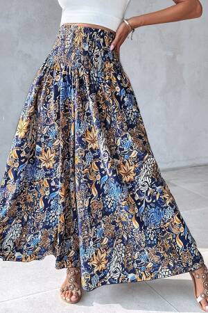 Blue Boho Wide Leg Palazzo Pants