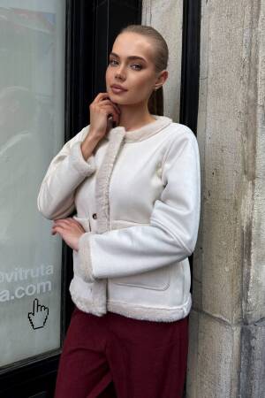 White Teddy Jacket With Buttoned Closure