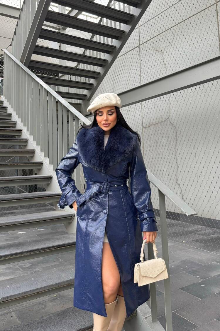 Elegant NavySingle-Breasted Coat