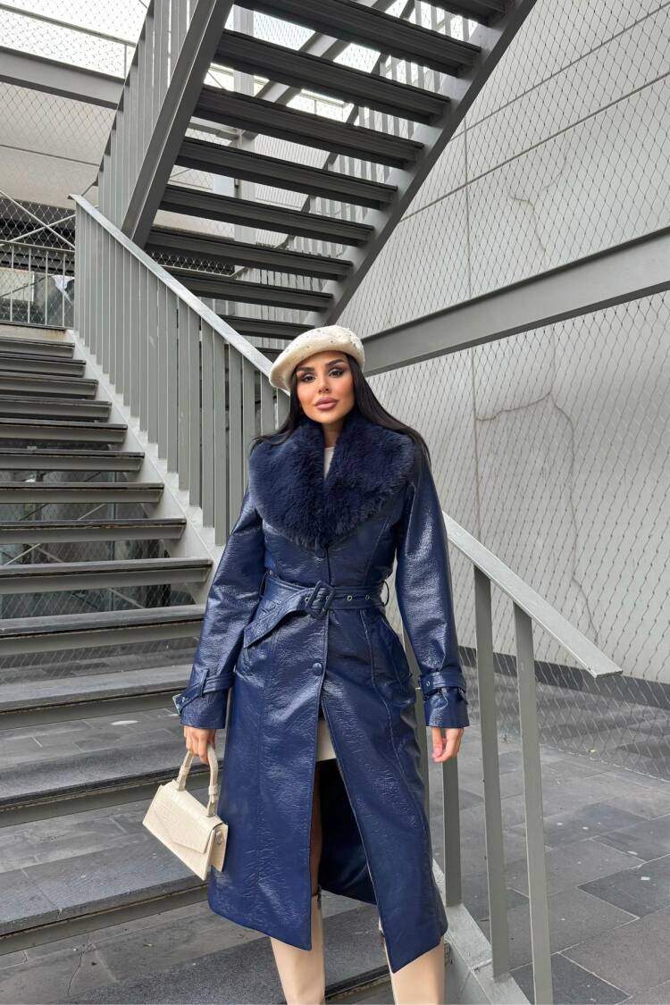 Elegant NavySingle-Breasted Coat