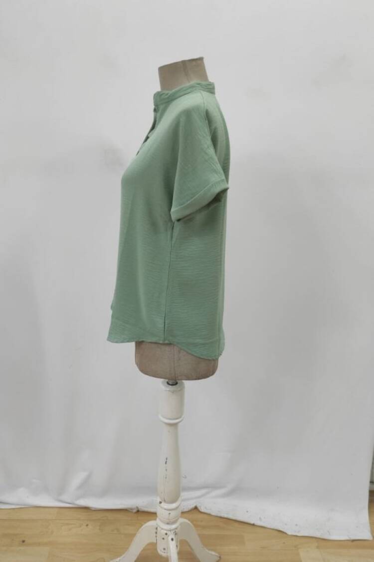 Casual Oversized Blouse With Notched Neck