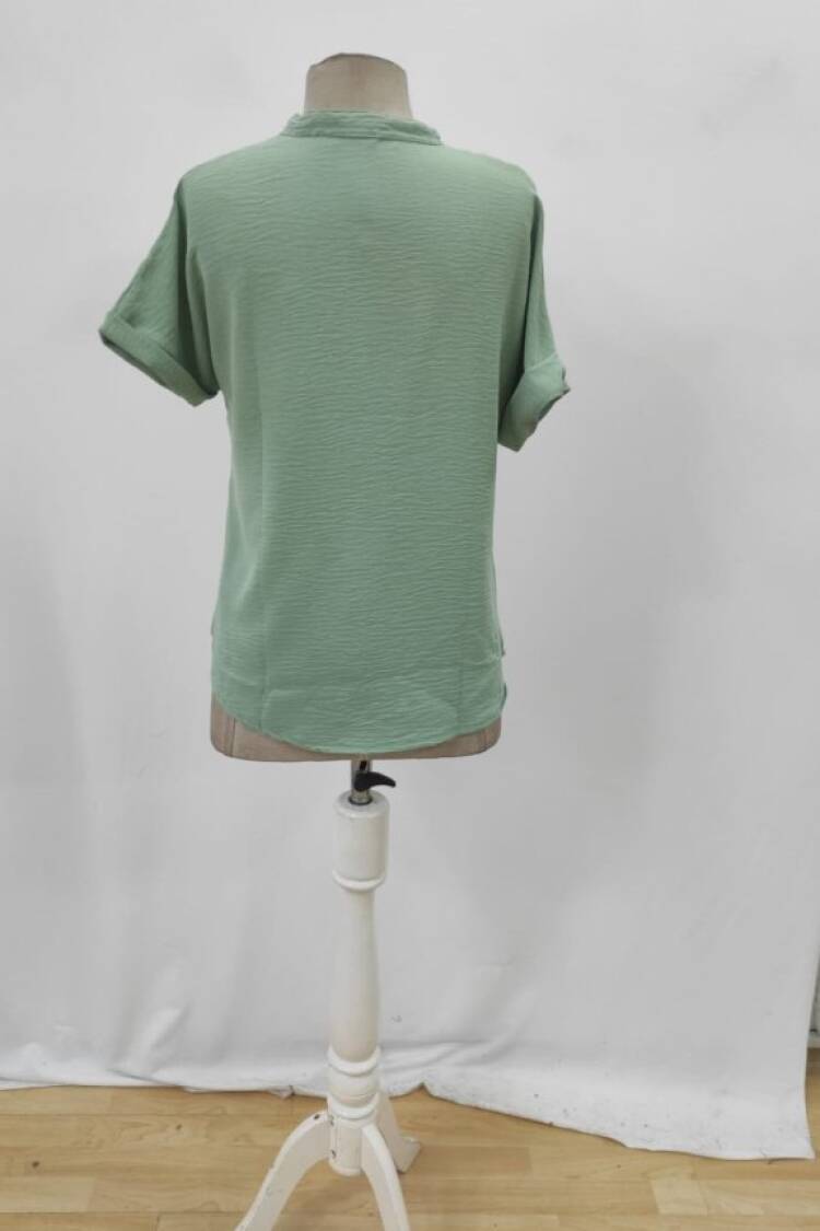 Casual Oversized Blouse With Notched Neck