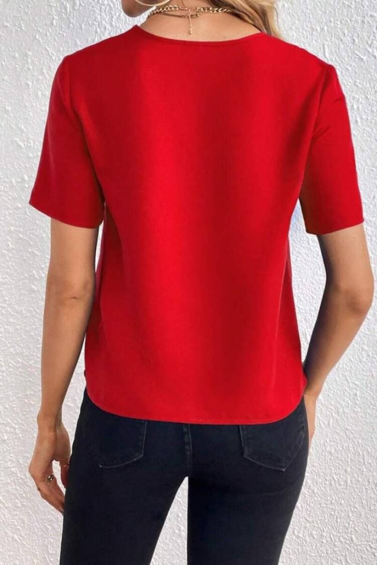 V-Neck Blouse With Short Sleeves