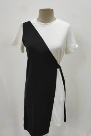 Black Wrap Dress With Color Block Design