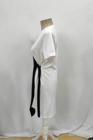 Black Wrap Dress With Color Block Design
