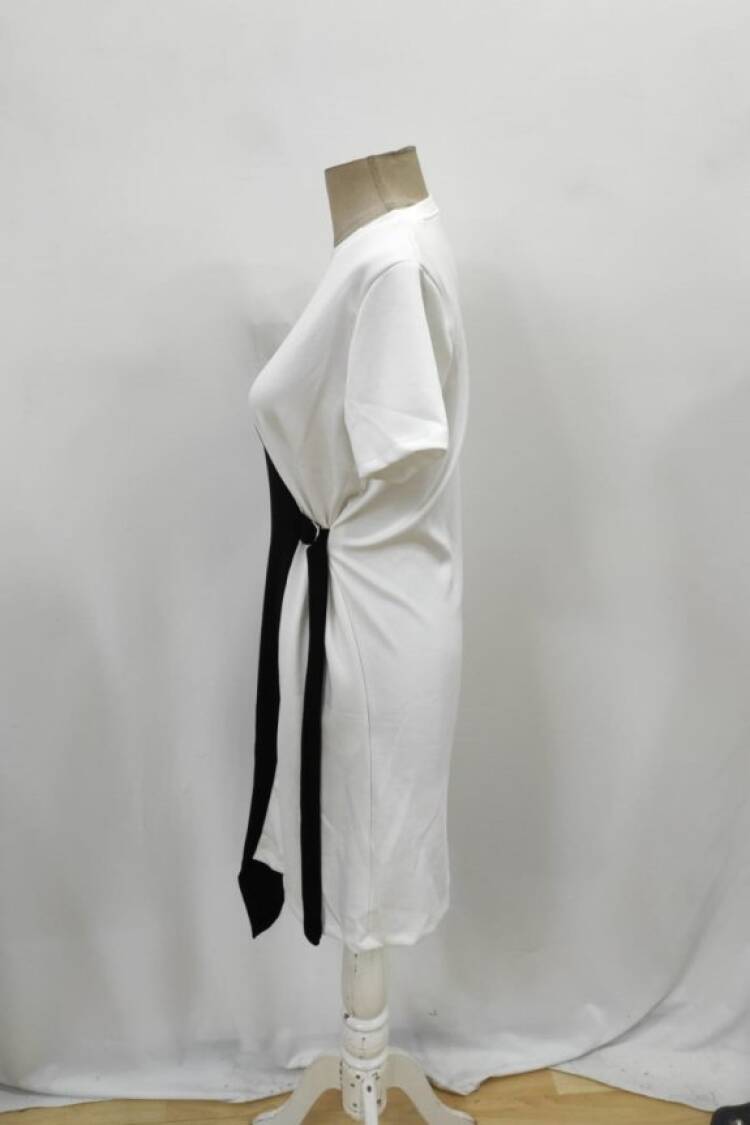 Black Wrap Dress With Color Block Design