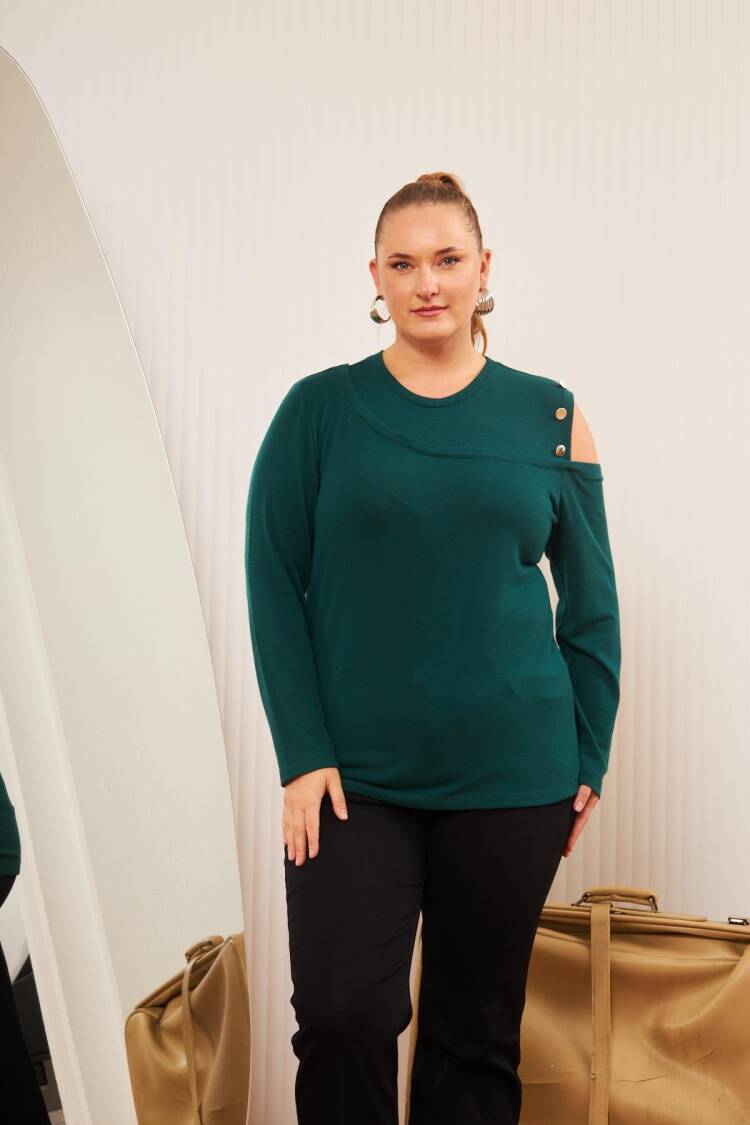 Green Plus Size Casual Sexy Blouse