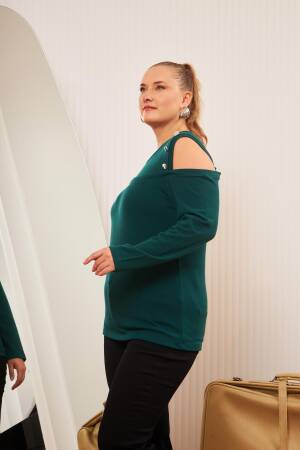 Green Plus Size Casual Sexy Blouse