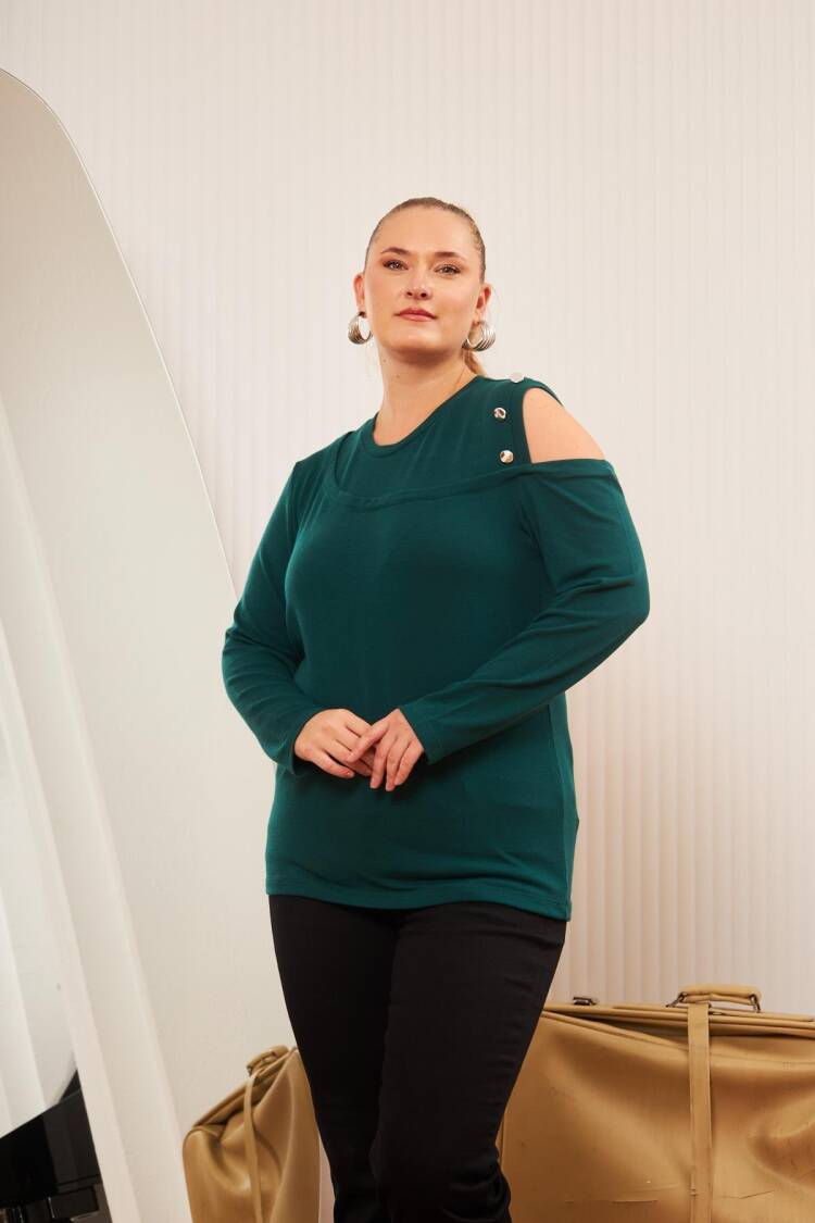 Green Plus Size Casual Sexy Blouse