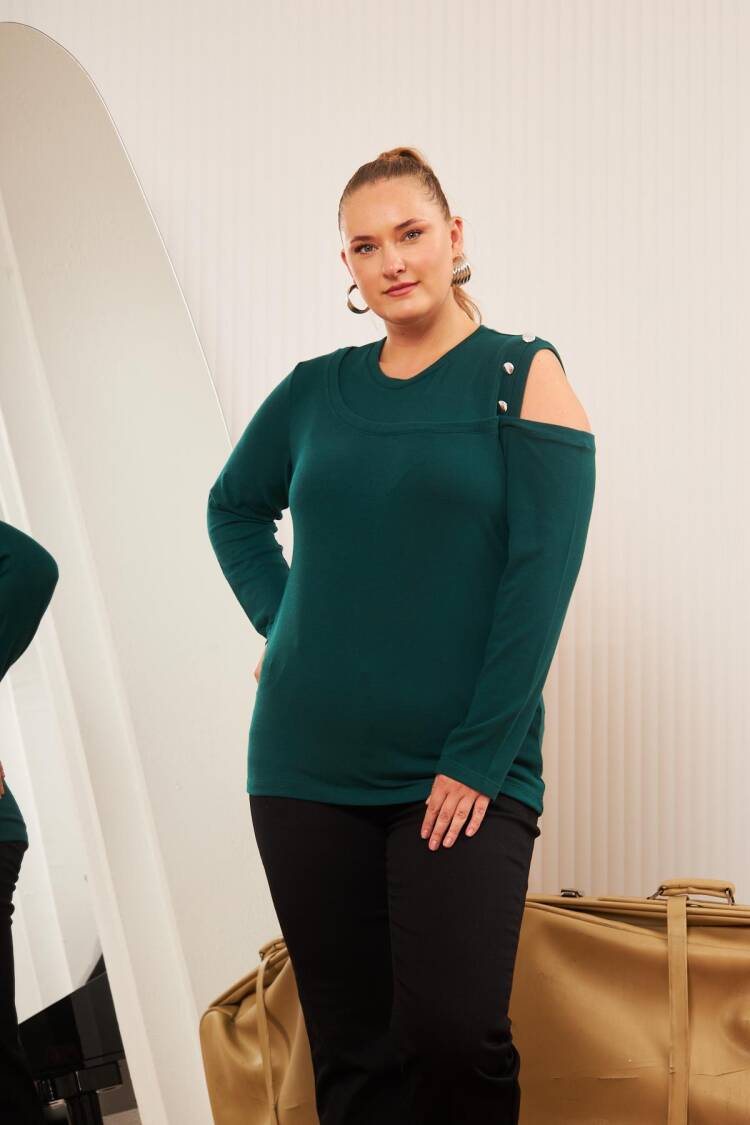 Green Plus Size Casual Sexy Blouse