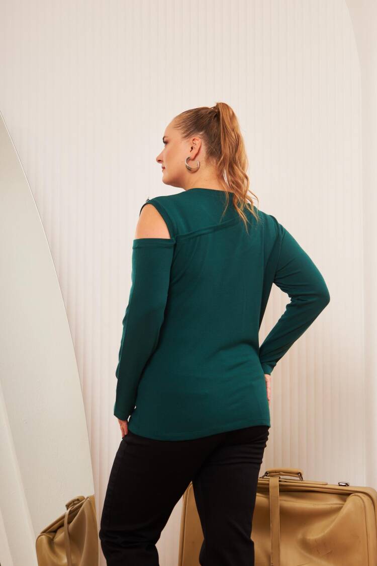 Green Plus Size Casual Sexy Blouse