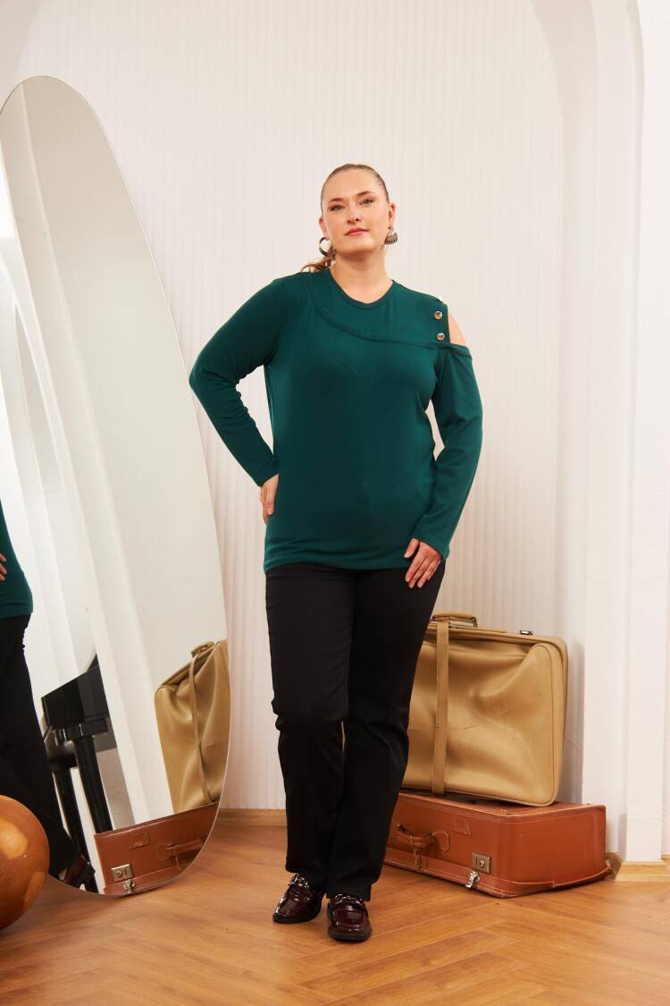 Green Plus Size Casual Sexy Blouse