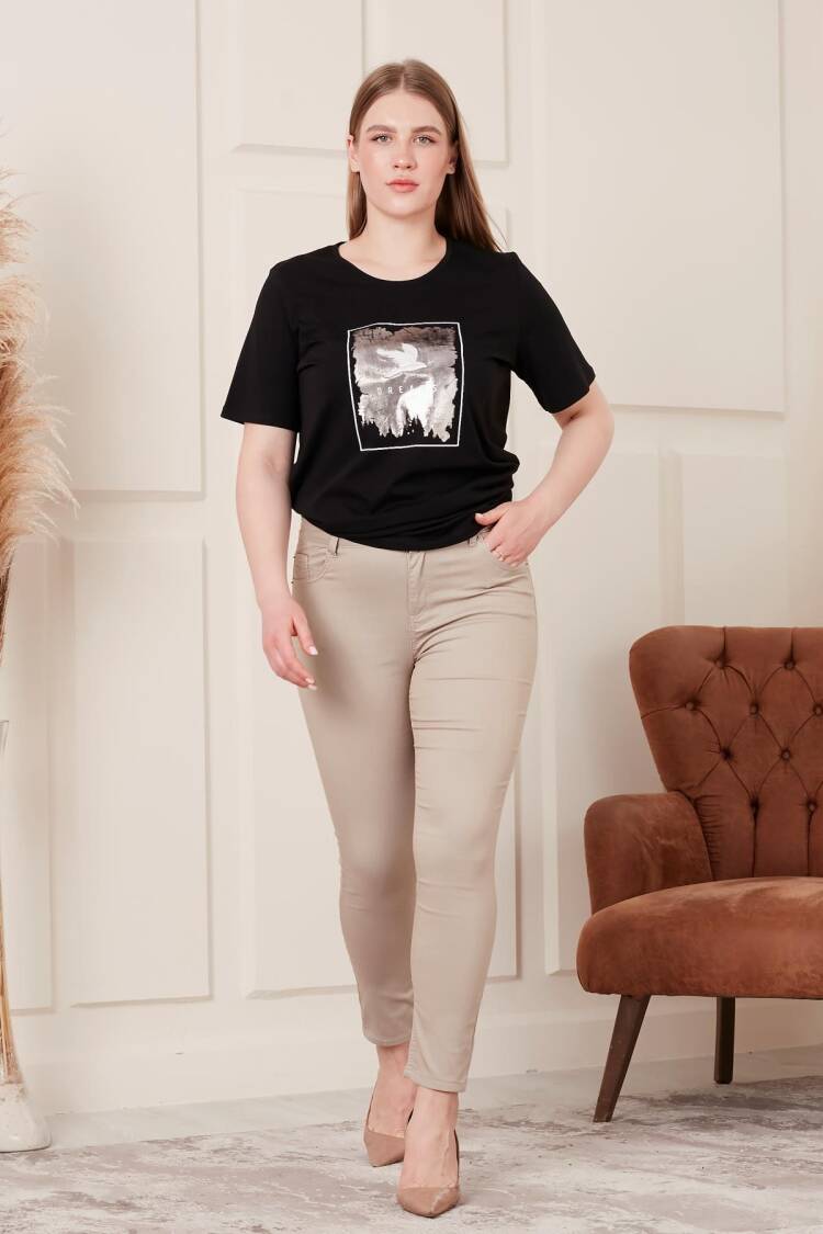 Beige Casual Elegant Tregging Pants