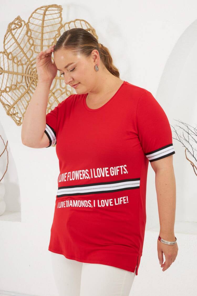 Plus Size Casual Tshirt With Letter Print