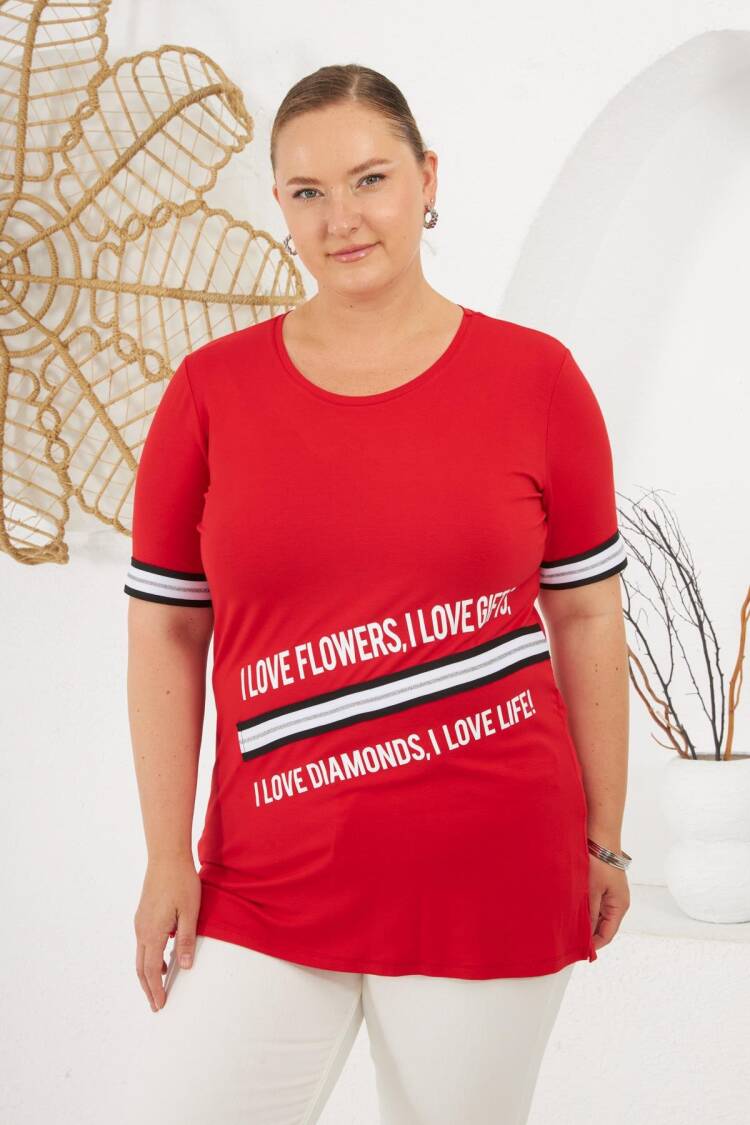 Plus Size Casual Tshirt With Letter Print