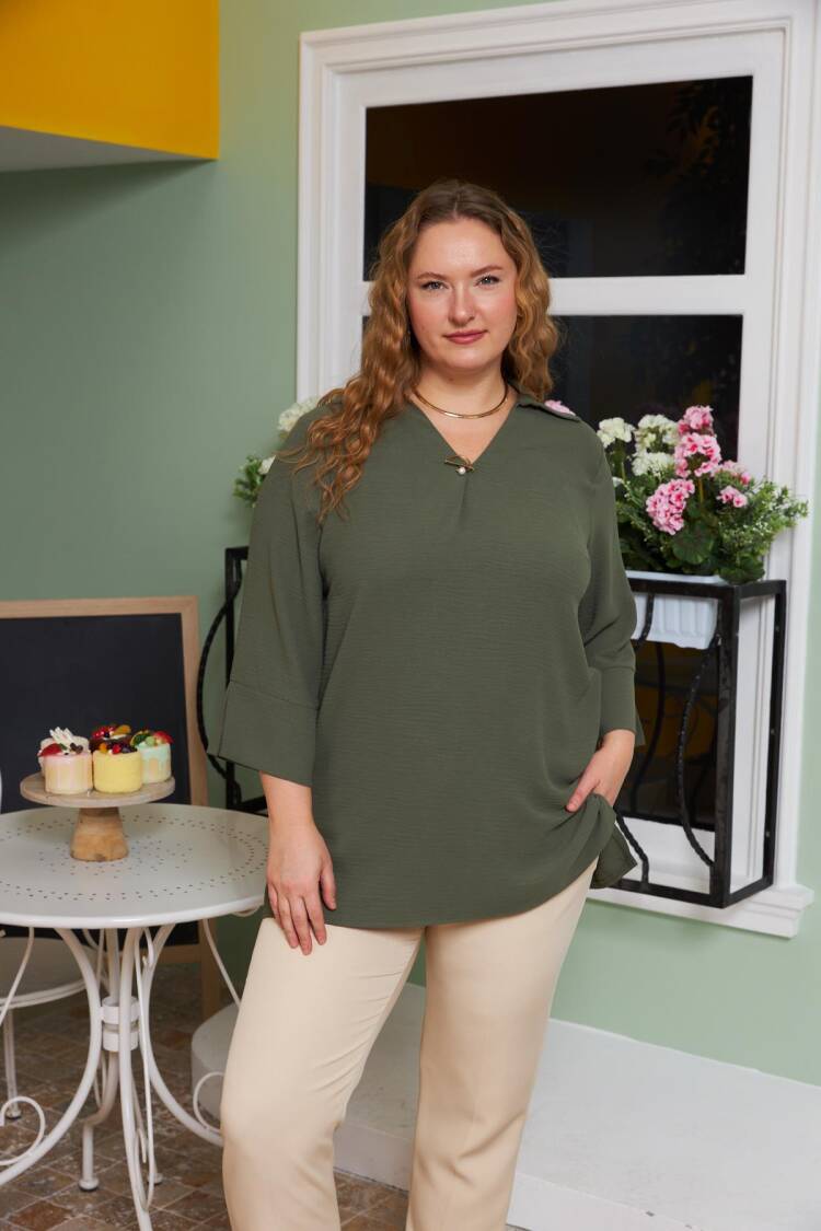 Green Plus Size Elegant Blouse