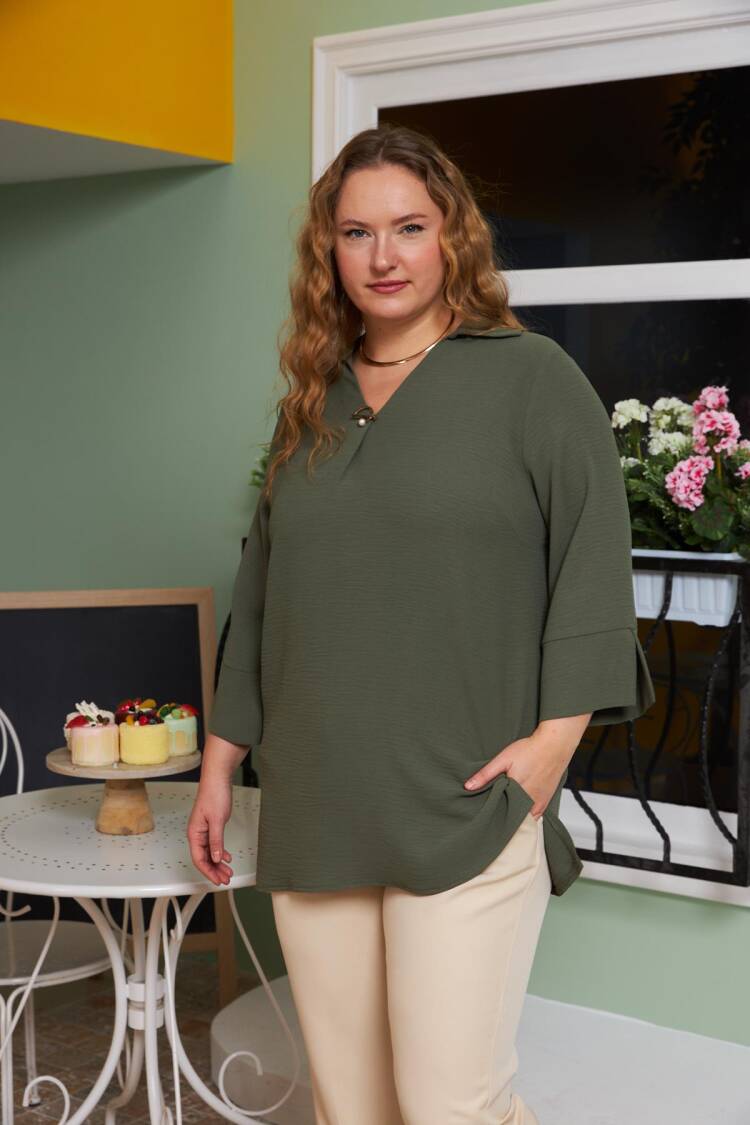 Green Plus Size Elegant Blouse