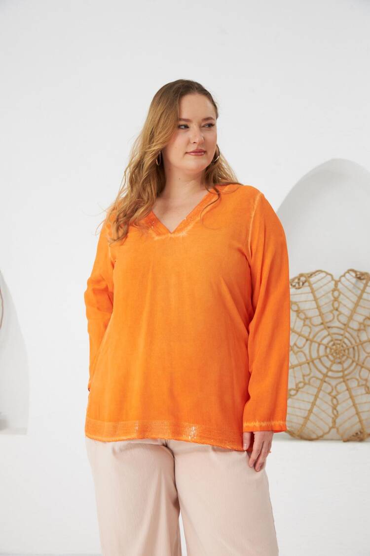 Plus Size Elegant V-Neck Blouse
