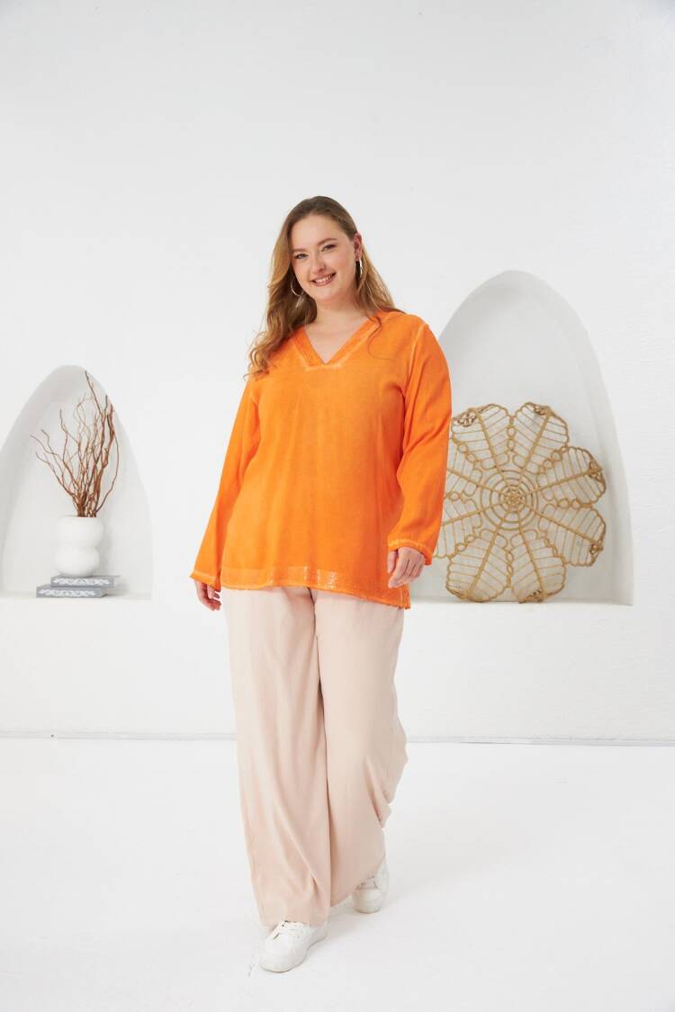 Plus Size Elegant V-Neck Blouse