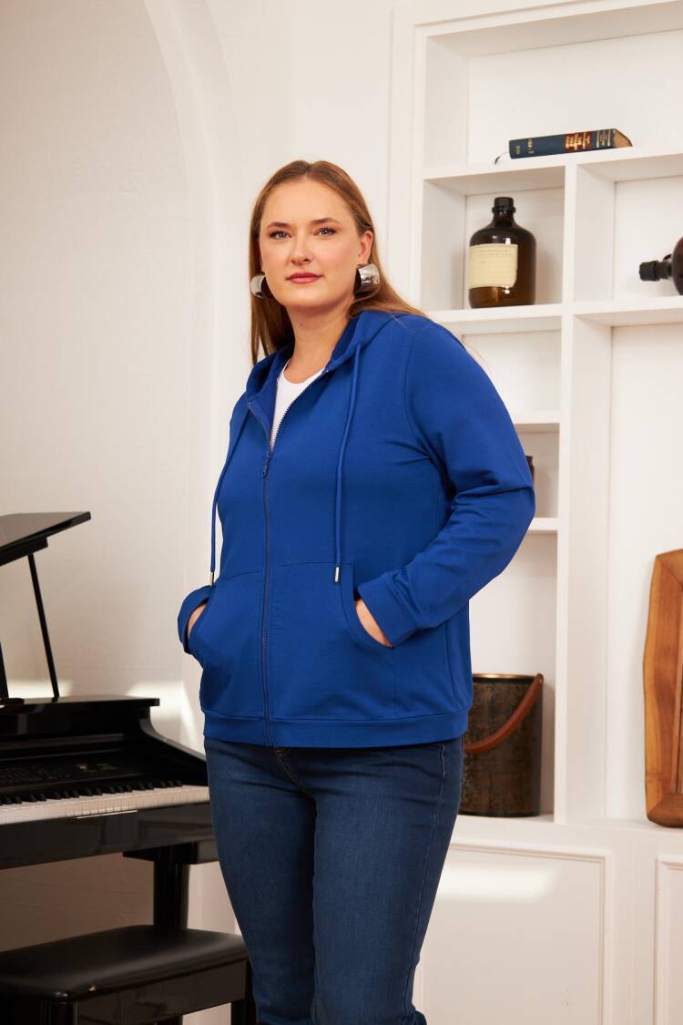 Blue Casual Plus Size Sport Streetwear Sweatshirt