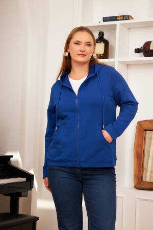 Blue Casual Plus Size Sport Streetwear Sweatshirt
