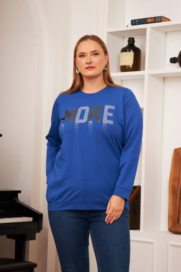 Blue Plus Size Casual Sweatshirt