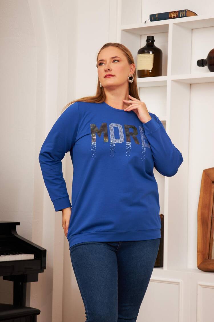 Blue Plus Size Casual Sweatshirt