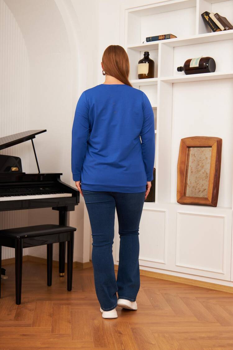 Blue Plus Size Casual Sweatshirt