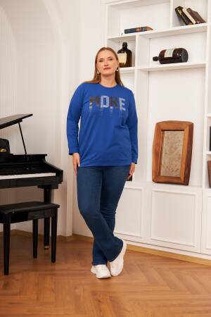 Blue Plus Size Casual Sweatshirt