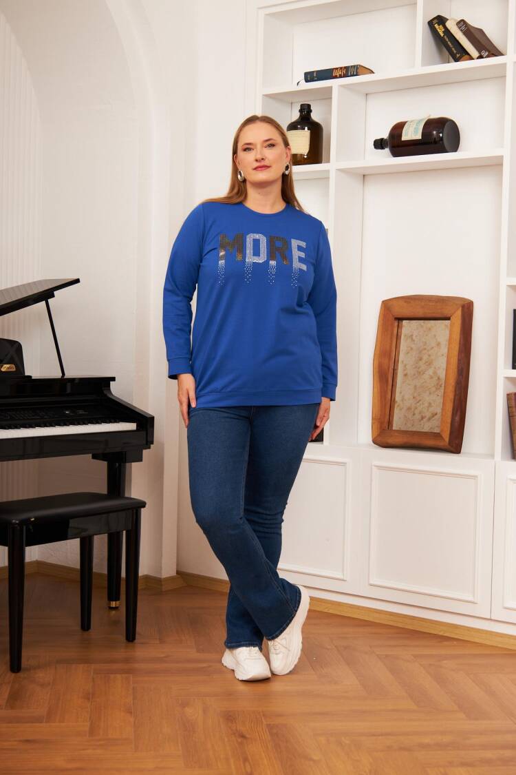 Blue Plus Size Casual Sweatshirt