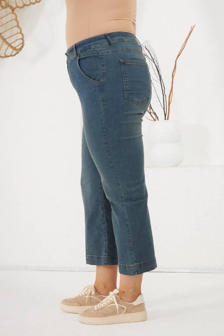 Blue Casual Plus Size Bootcut Jeans