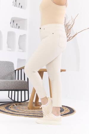 Beige Skinny Leg Tapered/Carrot Pants
