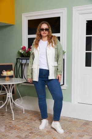 Green Trenchcoat Casual Plus Size Sport Streetwear