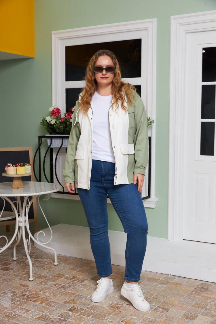 Green Trenchcoat Casual Plus Size Sport Streetwear