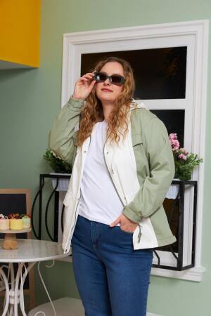 Green Trenchcoat Casual Plus Size Sport Streetwear