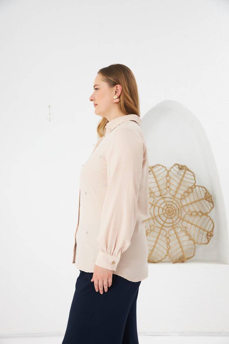 Beige Plus Size Casual Elegant Shirt
