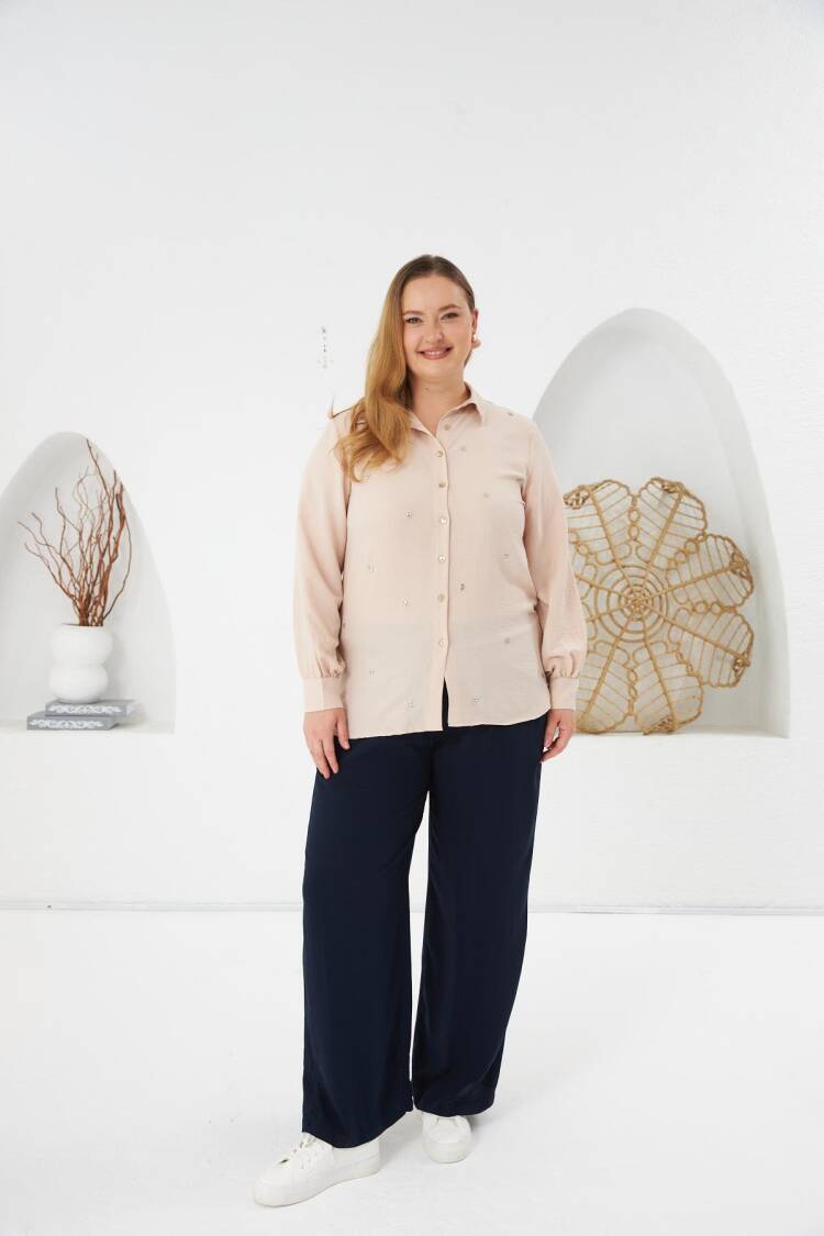 Beige Plus Size Casual Elegant Shirt