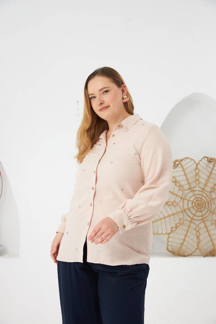 Beige Plus Size Casual Elegant Shirt