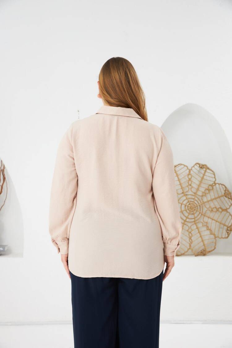 Beige Plus Size Casual Elegant Shirt
