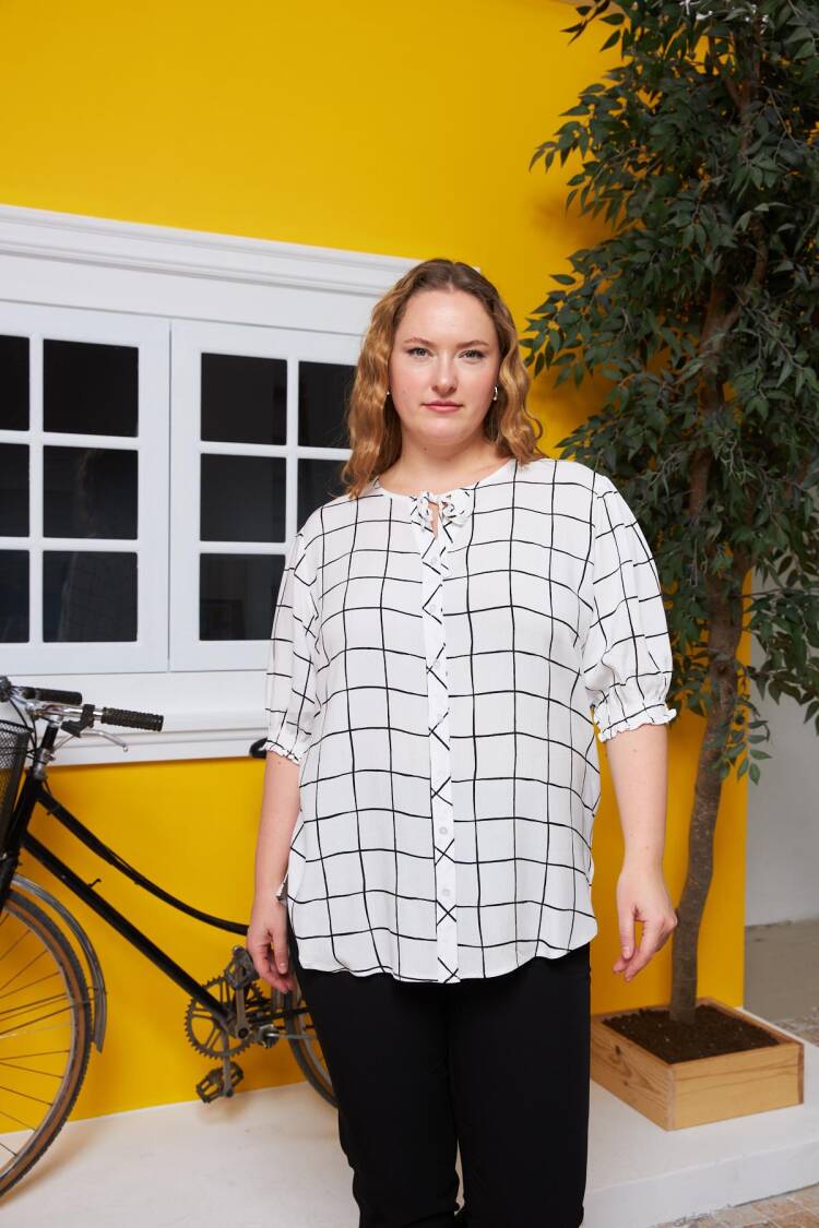White Checkered Plus Size Shirt
