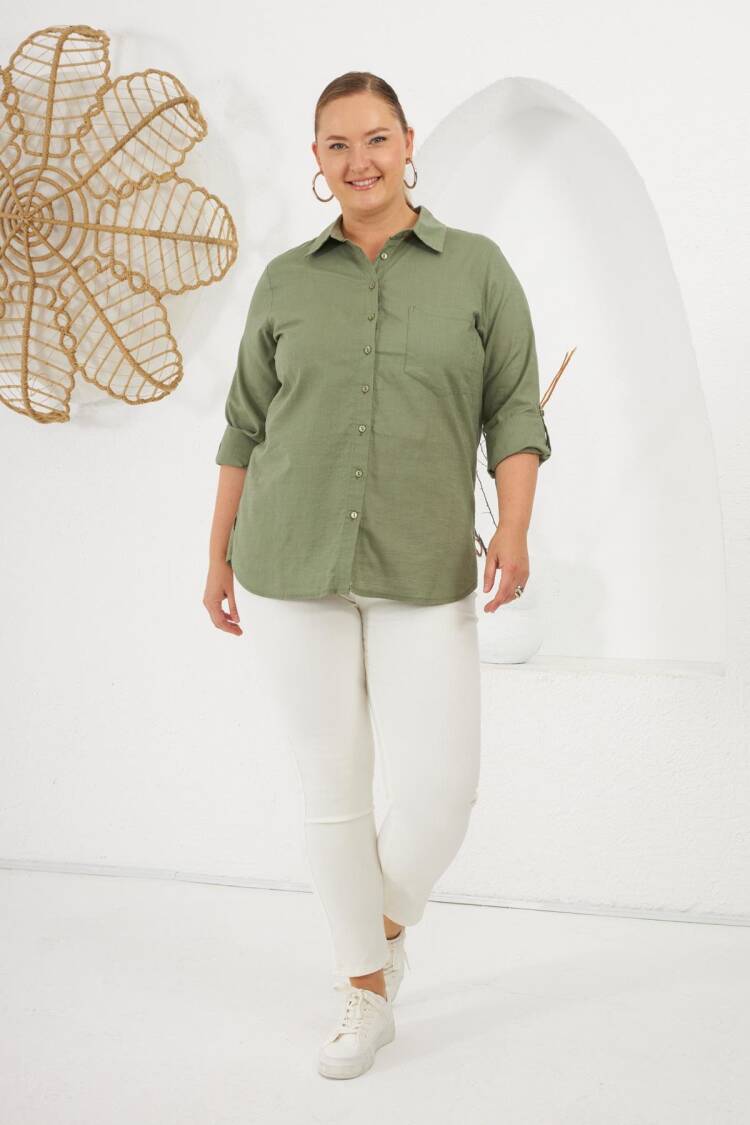 Green Plus Size Casual Elegant Shirt