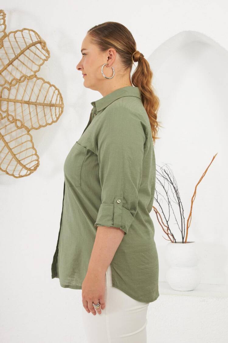 Green Plus Size Casual Elegant Shirt