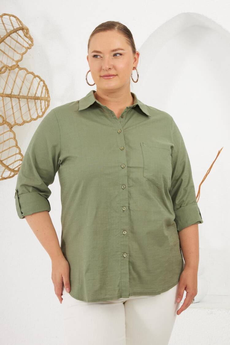 Green Plus Size Casual Elegant Shirt