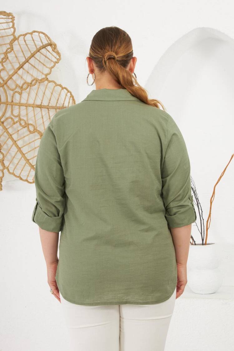 Green Plus Size Casual Elegant Shirt