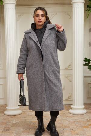 Grey Elegant Wrapover Single-Breasted Coat